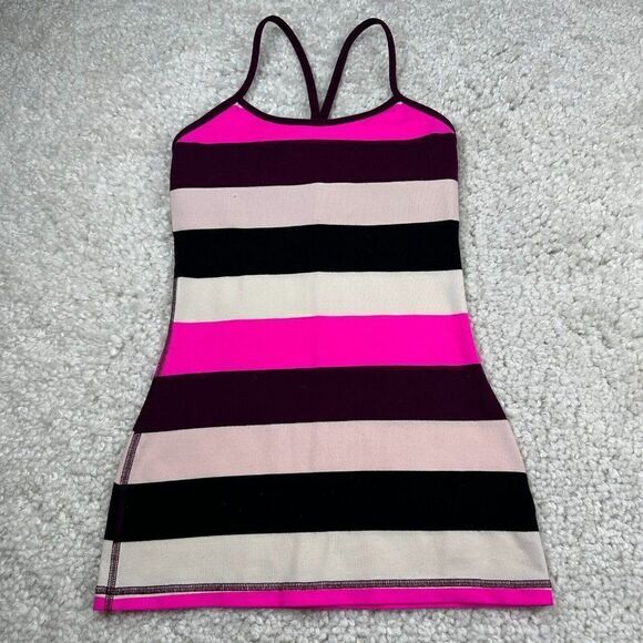 Lululemon Power Y Tank Top Pow Stripe Raspberry Glo Striped - Picture 2 of 9